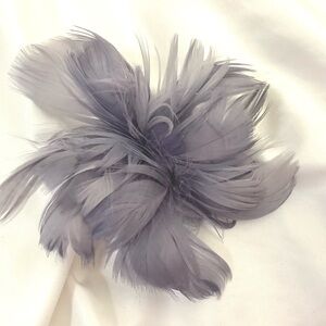 Petite Flint pewter purple/blue Gray  Feather Fascinator Hair Clip, brooch pin.